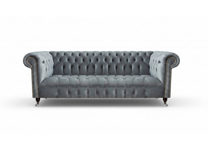 Chesterfield Canapé Dräisëtzer Wunnzëmmerscouch Miwwelen Gro Textil Nei