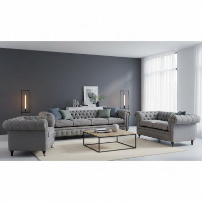 Canapé-Set Stoff Textil Polstersofa Chesterfield Living Zëmmer Neit Design