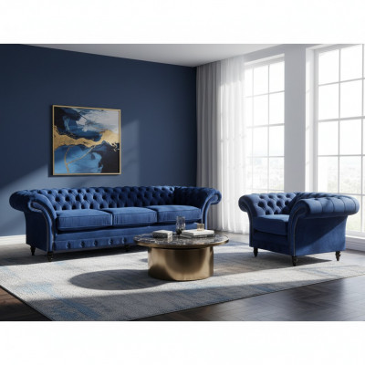Textil Stoff Design Canapé Polster Canapé Blo Dreisëtzer Canapé Fotell Chesterfield