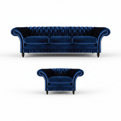 Textil Stoff Design Canapé Polster Canapé Blo Dreisëtzer Canapé Fotell Chesterfield