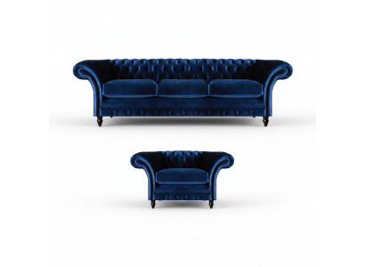Textil Stoff Design Canapé Polster Canapé Blo Dreisëtzer Canapé Fotell Chesterfield
