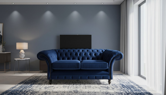 Wunnzëmmer Sofas Canapé Zwésëtzer Ariichtung Blo Chesterfield Nei