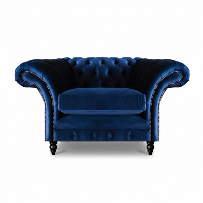 Blo Chesterfield Fotell Luxus Design Polster Stoff Nei Wunnzëmmer Ariichtung