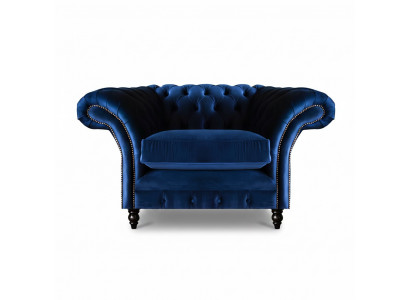 Blo Chesterfield Fotell Luxus Design Polster Stoff Nei Wunnzëmmer Ariichtung
