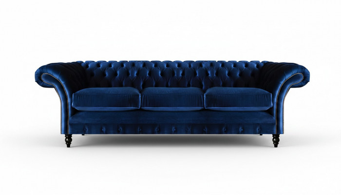Chesterfield Luxus Sofa Drësëtzer Wunnzëmmer Polster Stoff Textil Design Nei