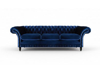 Chesterfield Luxus Sofa Drësëtzer Wunnzëmmer Polster Stoff Textil Design Nei