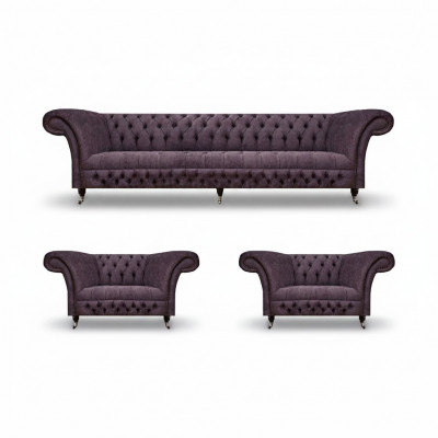 Chesterfield Design Luxus Polstersofa Couch Sitzgarnitur Polsterstoff Textil