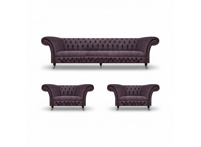 Chesterfield Design Luxus Polstersofa Couch Sitzgarnitur Polsterstoff Textil