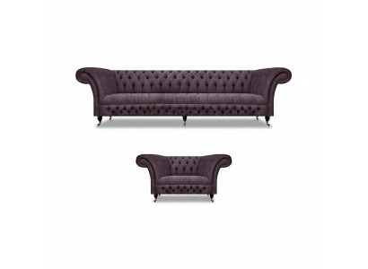 Garnitur Set 2teilig Design Drësëtzergarnitur Luxus Sesselleed Chesterfield Wunnzëmmer
