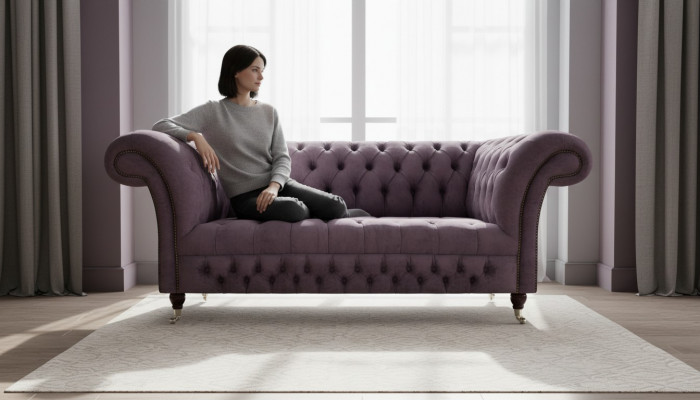 Chesterfield Sofa Zweesëtzer Wunnzëmmer Canapé Luxus Polster Stoff Textil