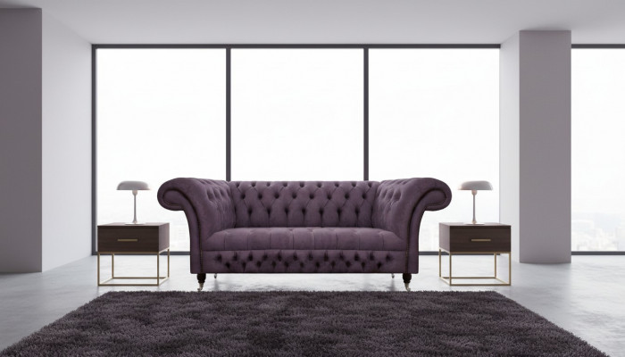 Chesterfield Sofa Zweesëtzer Wunnzëmmer Canapé Luxus Polster Stoff Textil