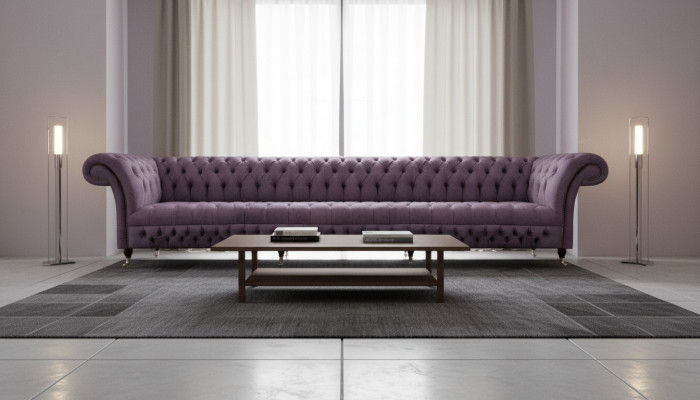 Luxus Polstermöbel Chesterfield Véiersëtzer Sofa Couch Stoff Wunnzëmmer