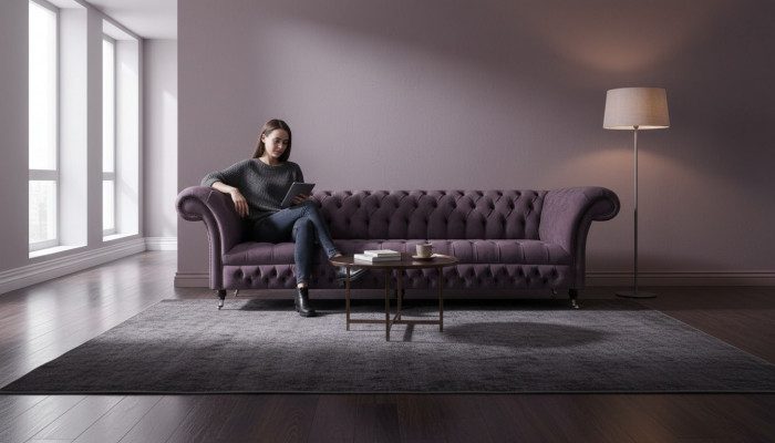 Chesterfield Sofa Dräisëtzer Stuff Sofas Canapé Luxus Lila Polstersëtz