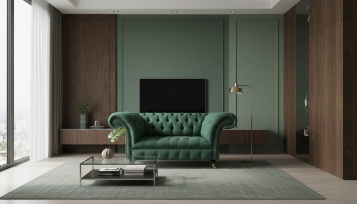Wunnzëmmer Sofa Gréng Zweisëtzer Sofas Polstermöbel Chesterfield Nei