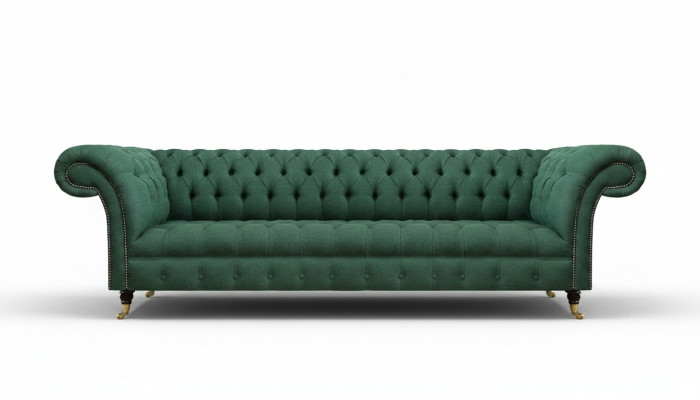 Polsterméiwelluxus Véiersëtzer Sofa Canapé Gréng Wunnzëmmer Chesterfield