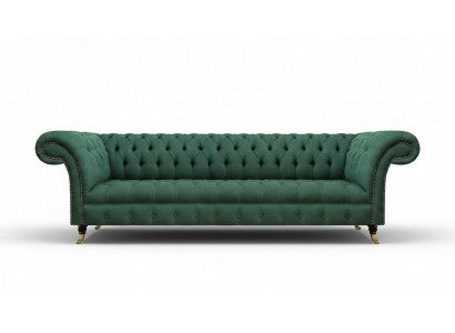 Polsterméiwelluxus Véiersëtzer Sofa Canapé Gréng Wunnzëmmer Chesterfield