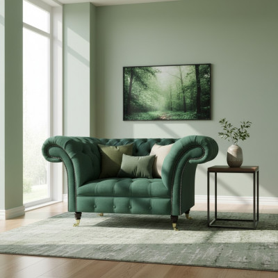 Wunnzëmmer Fotell Luxus Polstermöbel Gréng Polstersetzer Chesterfield Nei