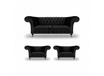 Wunnzëmmer Sofa Set Chesterfield Ariichtung Luxus Komplett 2x Fotell