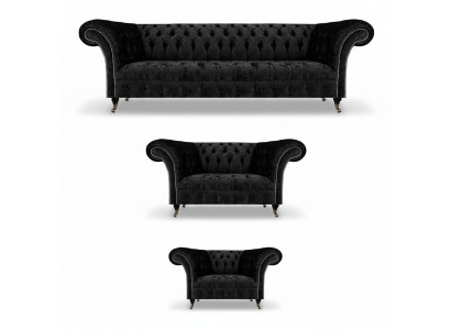 Chesterfield Canapé-Set 3tlg Komplett Wunnzëmmer Sofaen Couch Neit Set