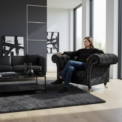 Chesterfield Sofa Zweisitzer Couch Wunnzëmmer Stoff Polstersëtz Polstermöbel