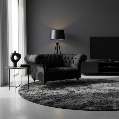 Chesterfield Sofa Zweisitzer Couch Wunnzëmmer Stoff Polstersëtz Polstermöbel