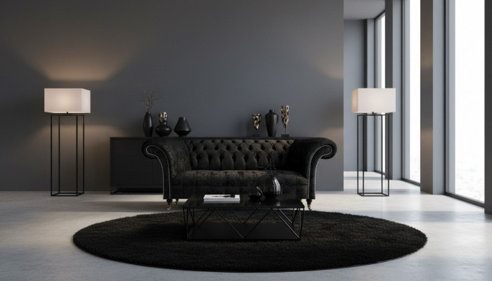 Luxus Dräisëtzer Canapé Couch Wunnzëmmer Chesterfield Stoff Polstermiewel