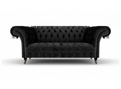 Luxus Dräisëtzer Canapé Couch Wunnzëmmer Chesterfield Stoff Polstermiewel