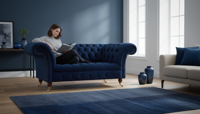 Wunnzëmmer Canapé Zweisëtzer Couch Polsterschehen Chesterfield Design Miwwelen
