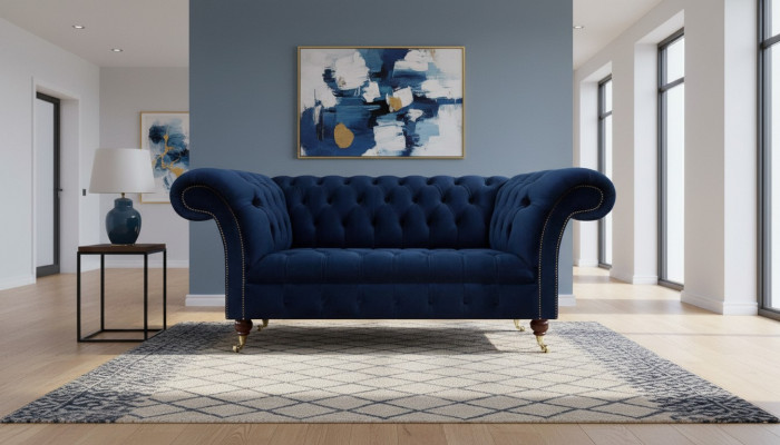 Wunnzëmmer Canapé Zweisëtzer Couch Polsterschehen Chesterfield Design Miwwelen