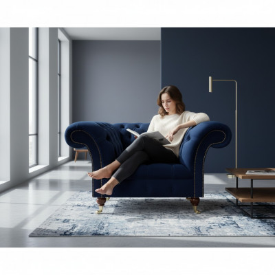 Luxus Design Fauteuil Wunnzëmmer Ariichtung Chesterfield Gepolstert Miwwelen