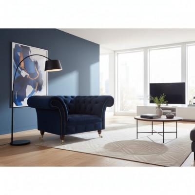 Luxus Design Fauteuil Wunnzëmmer Ariichtung Chesterfield Gepolstert Miwwelen