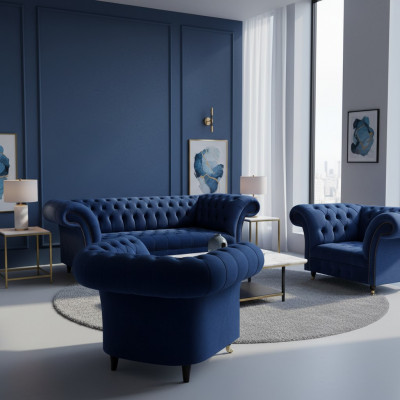 Chesterfield Luxus Miwwelen 2x Sëtz Still Dräisëtze Sofa Couch Wunnzëmmer 3+1+1