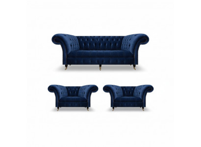 Chesterfield Luxus Miwwelen 2x Sëtz Still Dräisëtze Sofa Couch Wunnzëmmer 3+1+1
