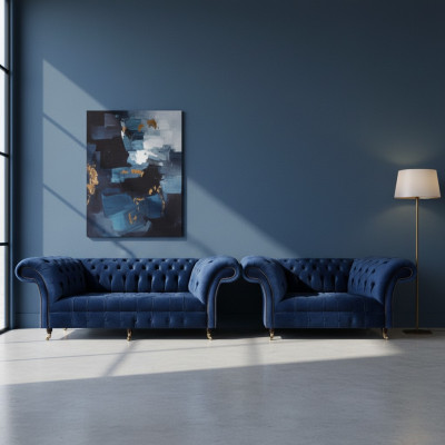 Chesterfield Set Drësëtzer Canapé Couch Ariichtung Fautteuil Wunnzëmmer Nei