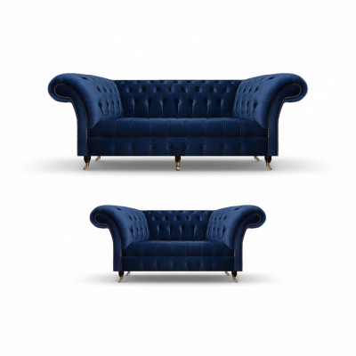 Chesterfield Set Drësëtzer Canapé Couch Ariichtung Fautteuil Wunnzëmmer Nei