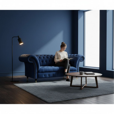 Sofa Zweisëtzercouch Polstermébel Chesterfield Textil Blo Design Nei