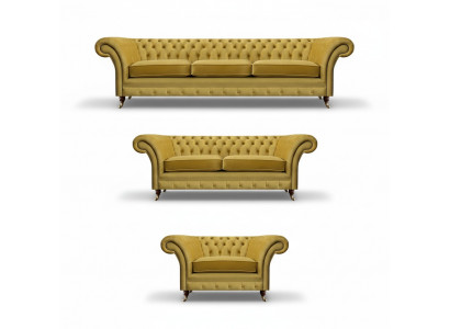 Chesterfield Sofas Set Luxus Komplett Wunnzëmmer Polstermiwwelen Ariichtung