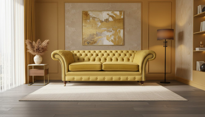 Canapé Canapé Zweesëtzer Luxus Ariichtung Giel Chesterfield Stuff