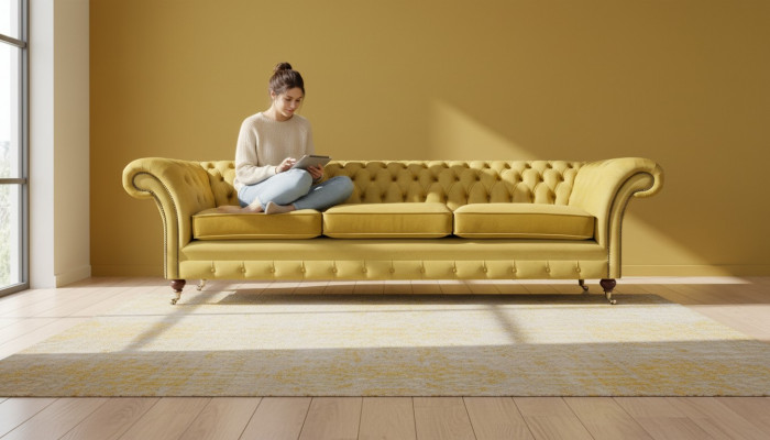 Wunnzëmmer Sofa Drësëtzer Couch Ariichtung Nei Chesterfield Sëtz Textil