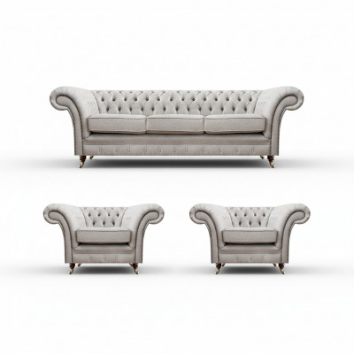 Luxus Ausrüstungen Nei Sofagarnitur Wunnzëmmer Set 3- Deeler Gro Chesterfield