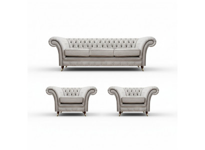 Luxus Ausrüstungen Nei Sofagarnitur Wunnzëmmer Set 3- Deeler Gro Chesterfield