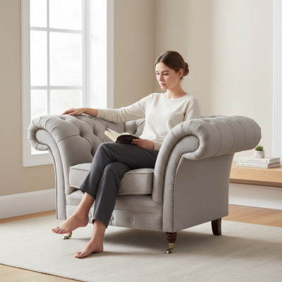 Wunnzëmmer Luxus Still Polsterméiwel Nei Gro Sëtz Textil Chesterfield
