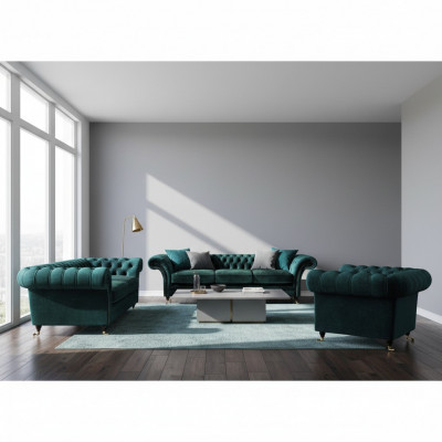 Wunnzëmmer Luxus Ariichtung Komplett Sofas Canapéen Chesterfield Polster 3+2+1