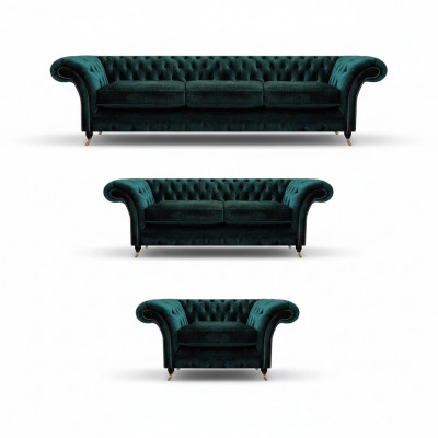 Wunnzëmmer Luxus Ariichtung Komplett Sofas Canapéen Chesterfield Polster 3+2+1