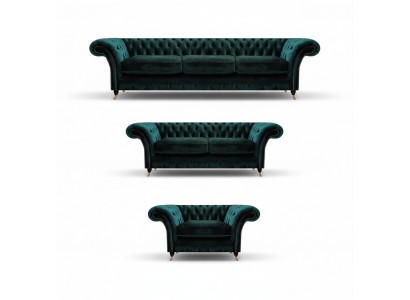 Wunnzëmmer Luxus Ariichtung Komplett Sofas Canapéen Chesterfield Polster 3+2+1