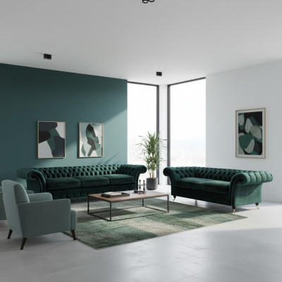 Komplett Miwwelen Wunnzëmmer Sofas 3+2 Sofagarnitur Couchen Chesterfield