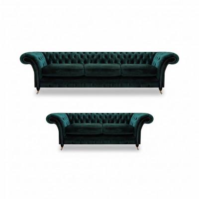 Komplett Miwwelen Wunnzëmmer Sofas 3+2 Sofagarnitur Couchen Chesterfield