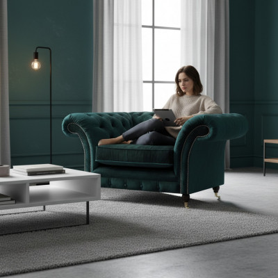 Gréng Still Neit Wunnzëmmer Miwwelen Polstersëtz Chesterfield Polstermiwwelen
