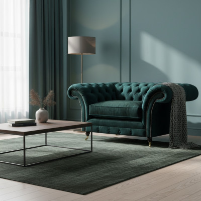 Gréng Still Neit Wunnzëmmer Miwwelen Polstersëtz Chesterfield Polstermiwwelen