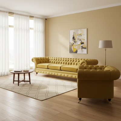 Wunnzëmmer Set Sofa Couch Drësëtz 3+1 Fotell Sofagarnitur Chesterfield